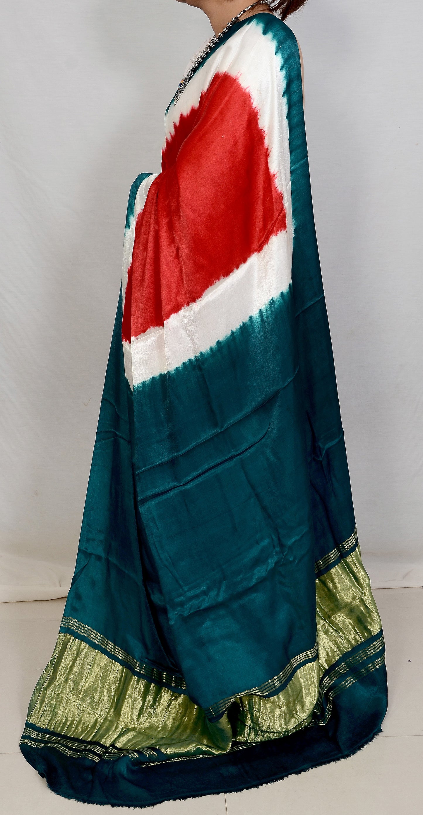 Radiant Tapestry Red and green modal saree