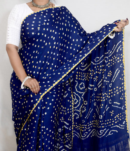 Blue dani saree with edges