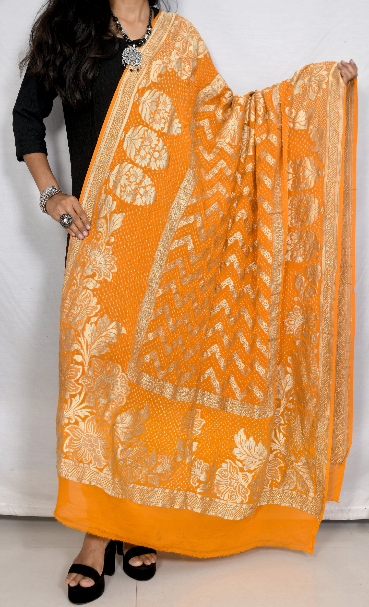 Bandhani royal mustard yellow dupatta