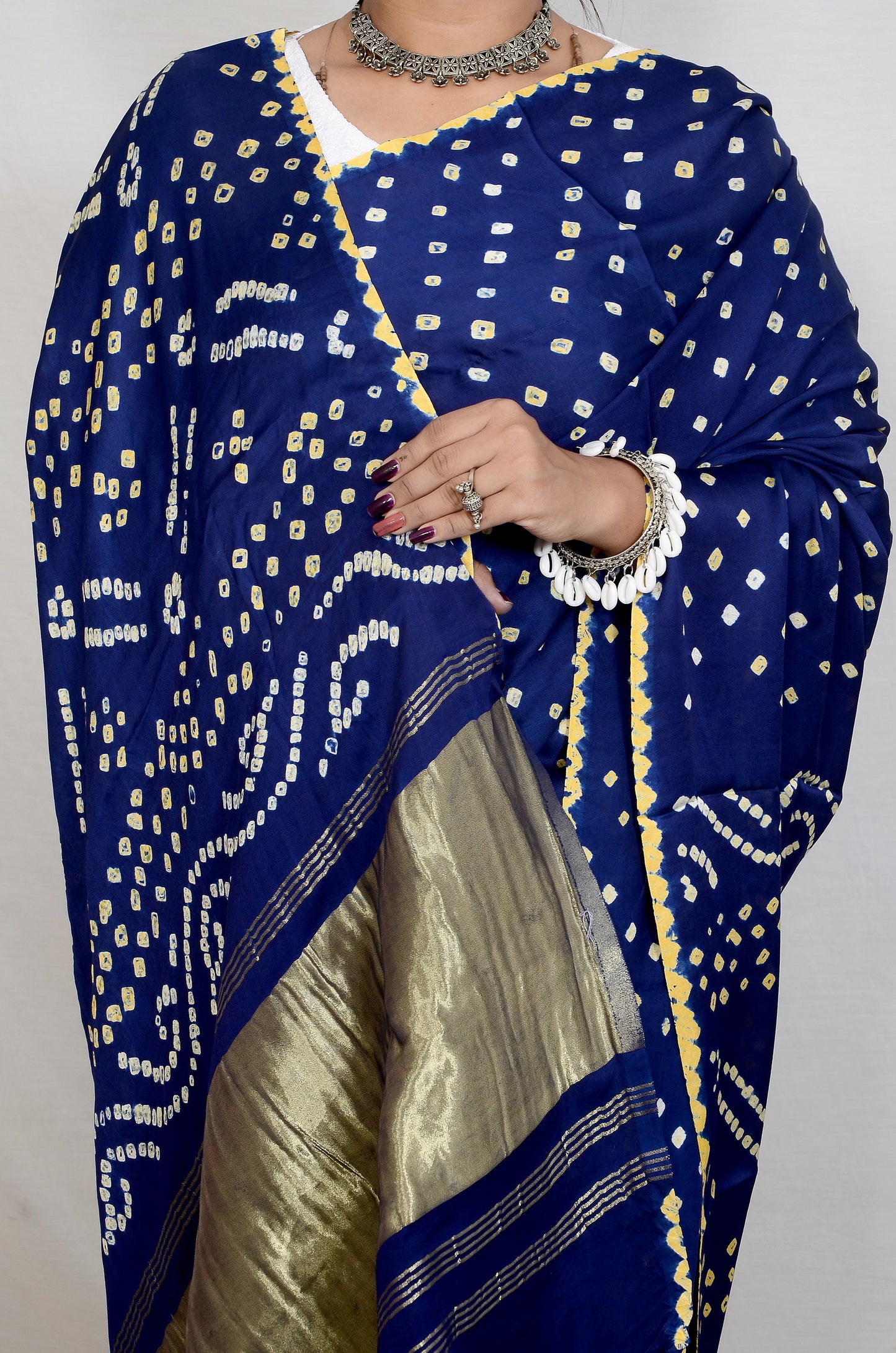 Blue dani saree with edges