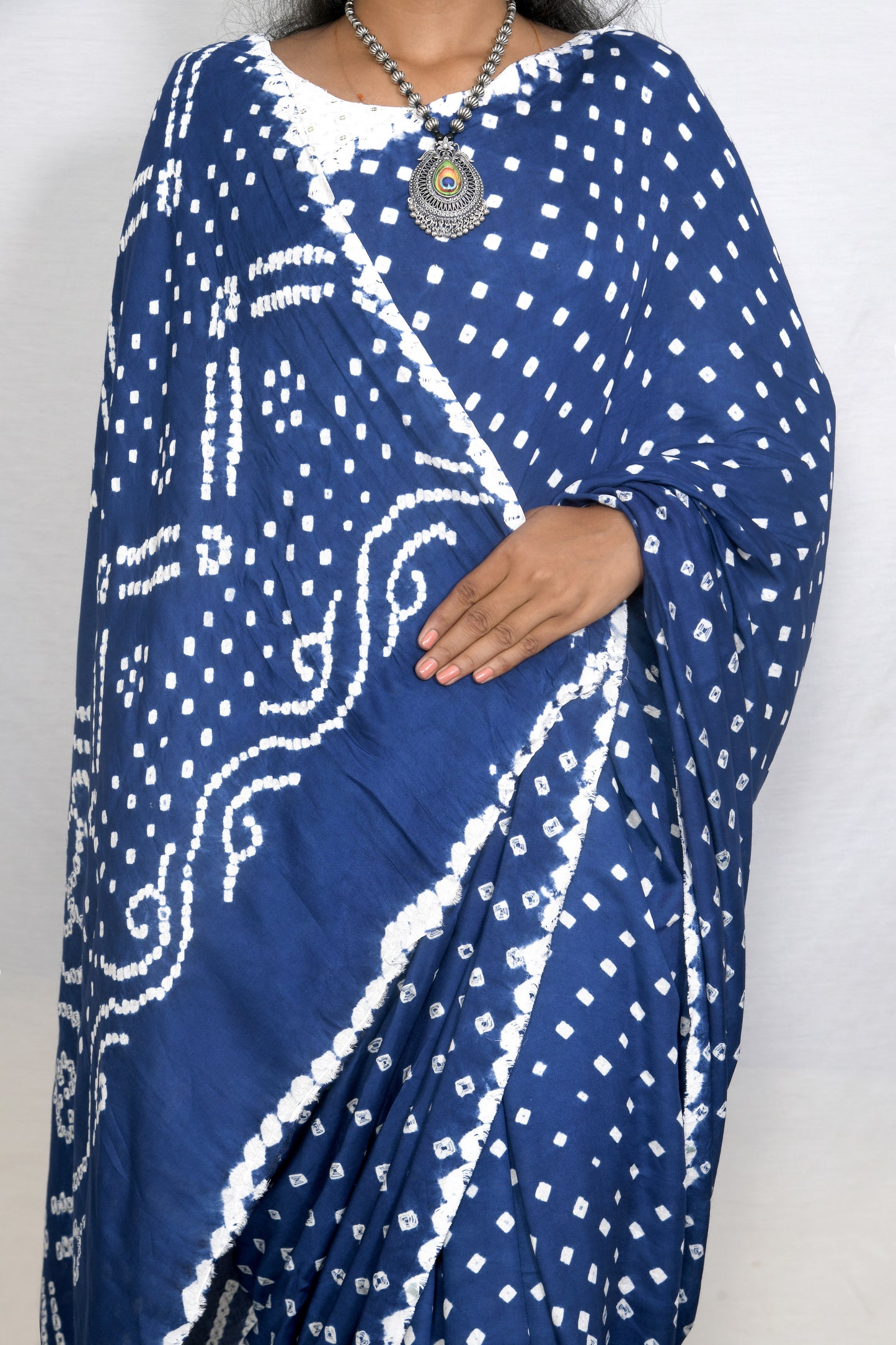 Serene Drape Royal blue bandhani saree