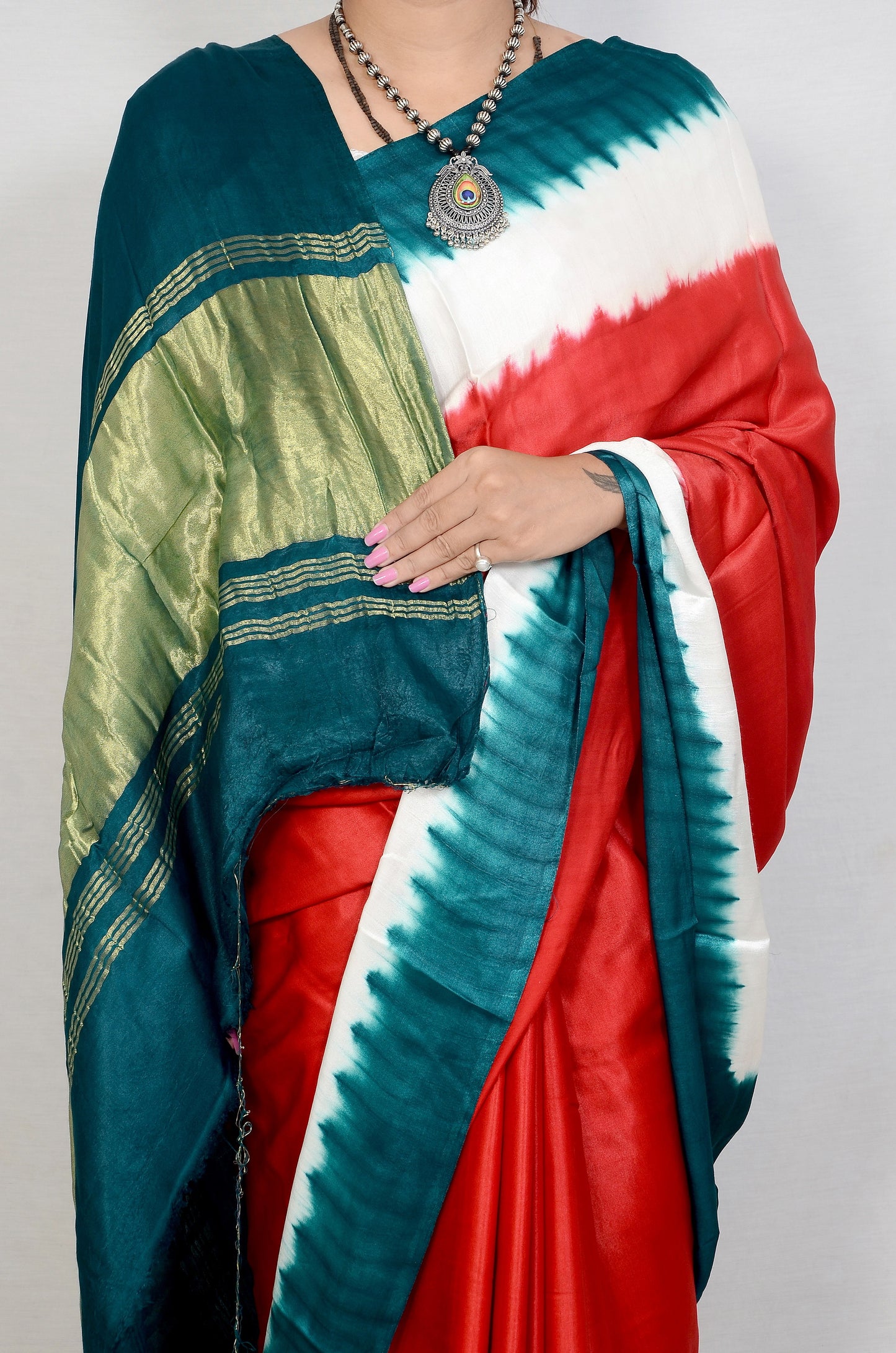 Radiant Tapestry Red and green modal saree