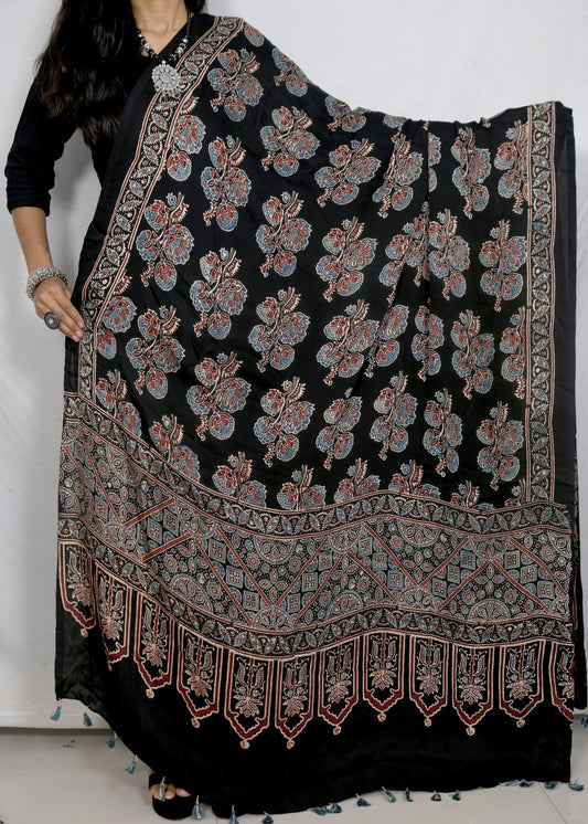 Desert hues Ajarakh black dupatta